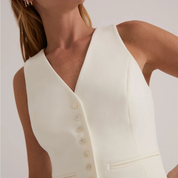 Favorite Daughter Ivory NWT Elegant White Sleeveless Blazer Vest - Picture 3 of 6